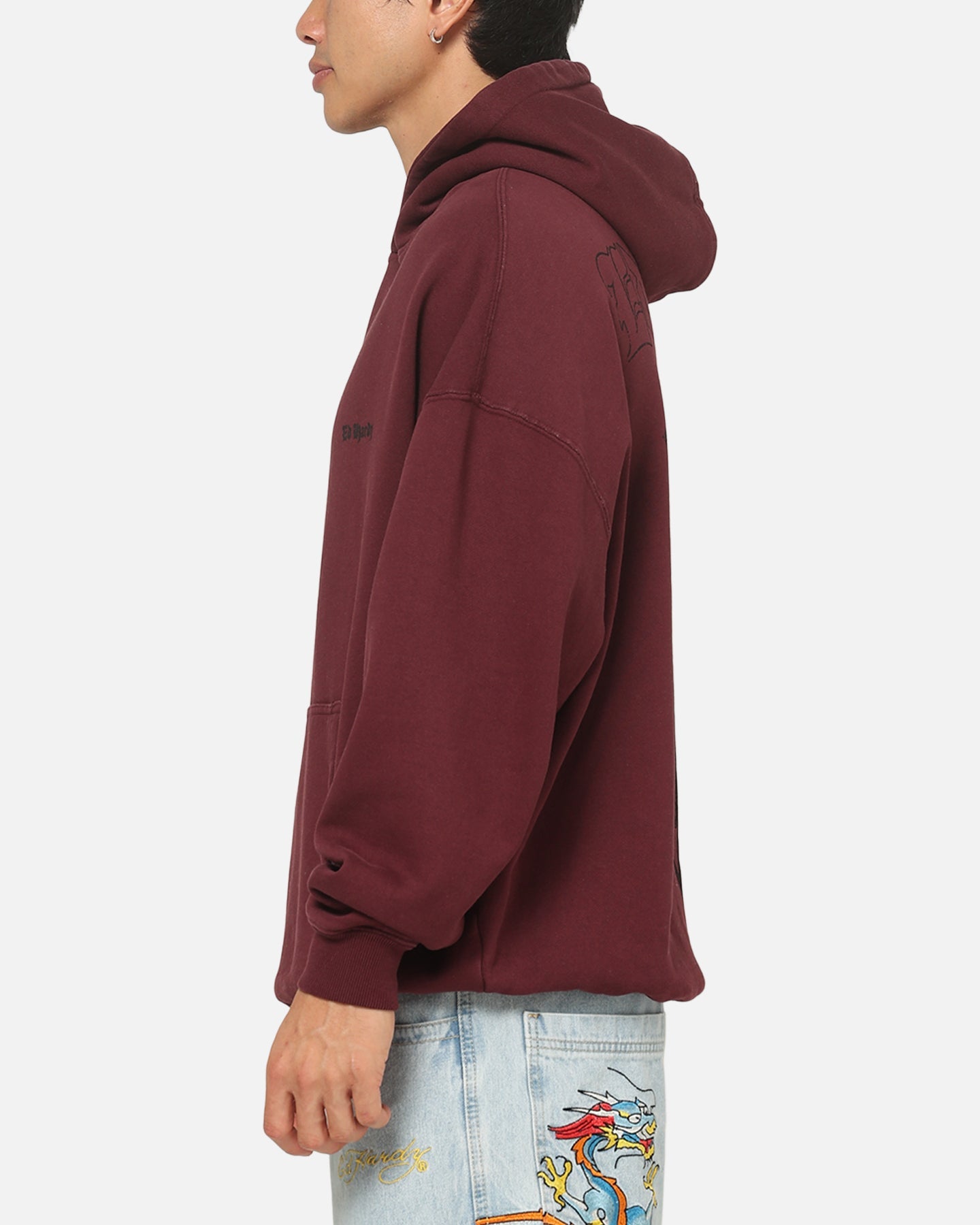 Ed Hardy Sacred Heart Hoodie Burgundy