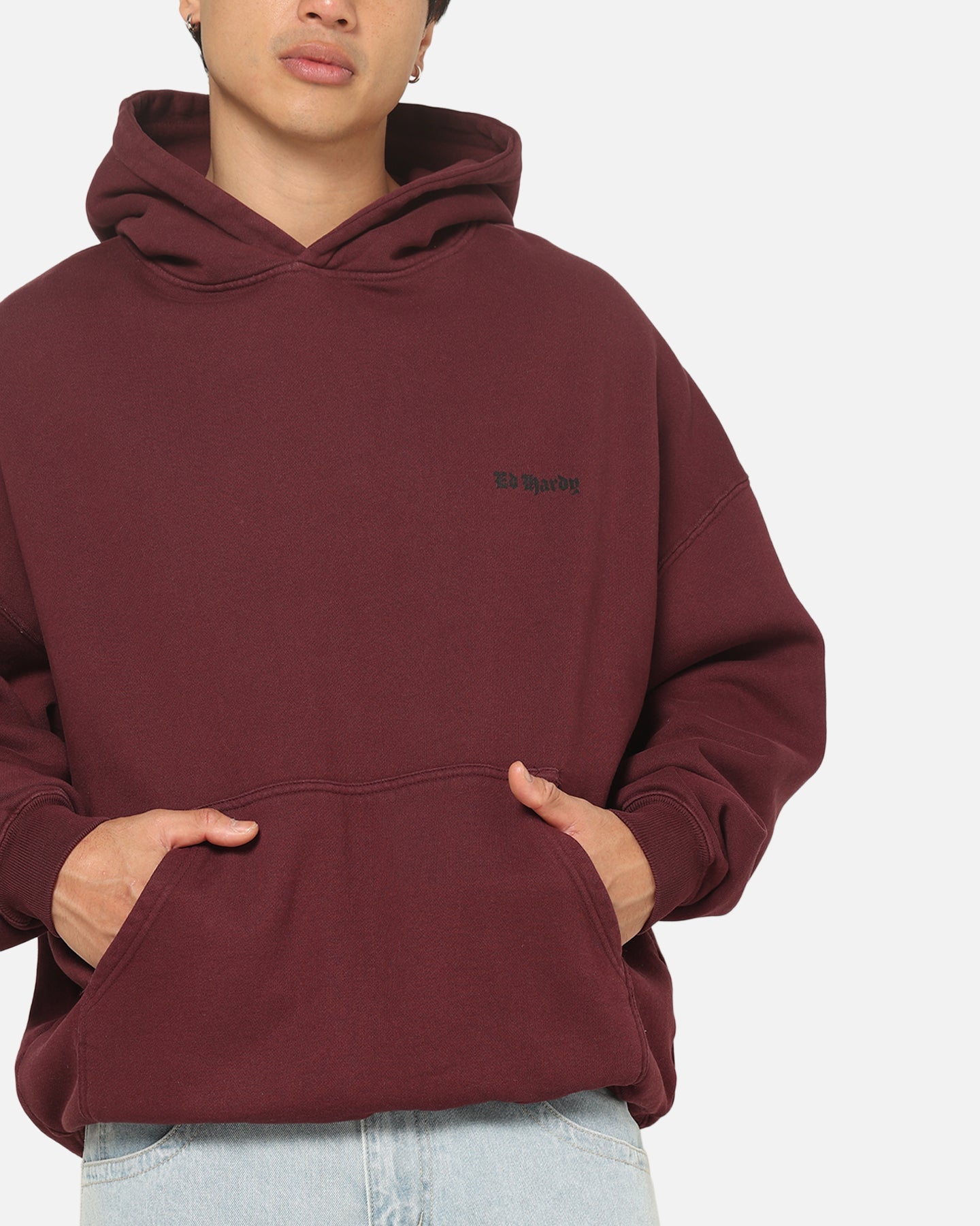 Ed Hardy Sacred Heart Hoodie Burgundy