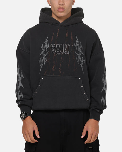 Saint Morta Worldwide Boxy Hoodie Washed Black