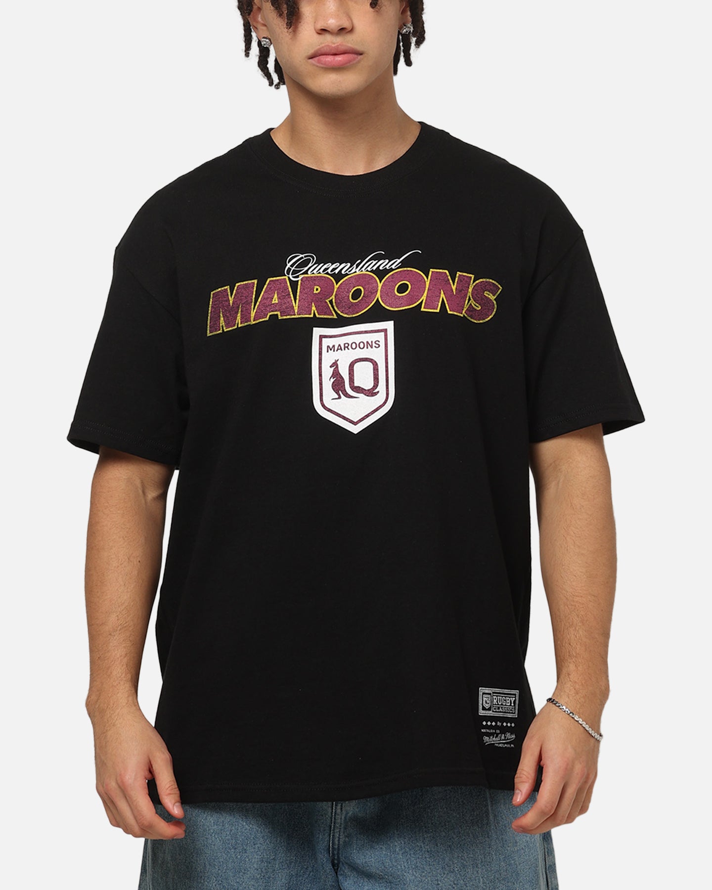 Mitchell & Ness Queensland Maroons 27 X Series Vintage T-Shirt Black