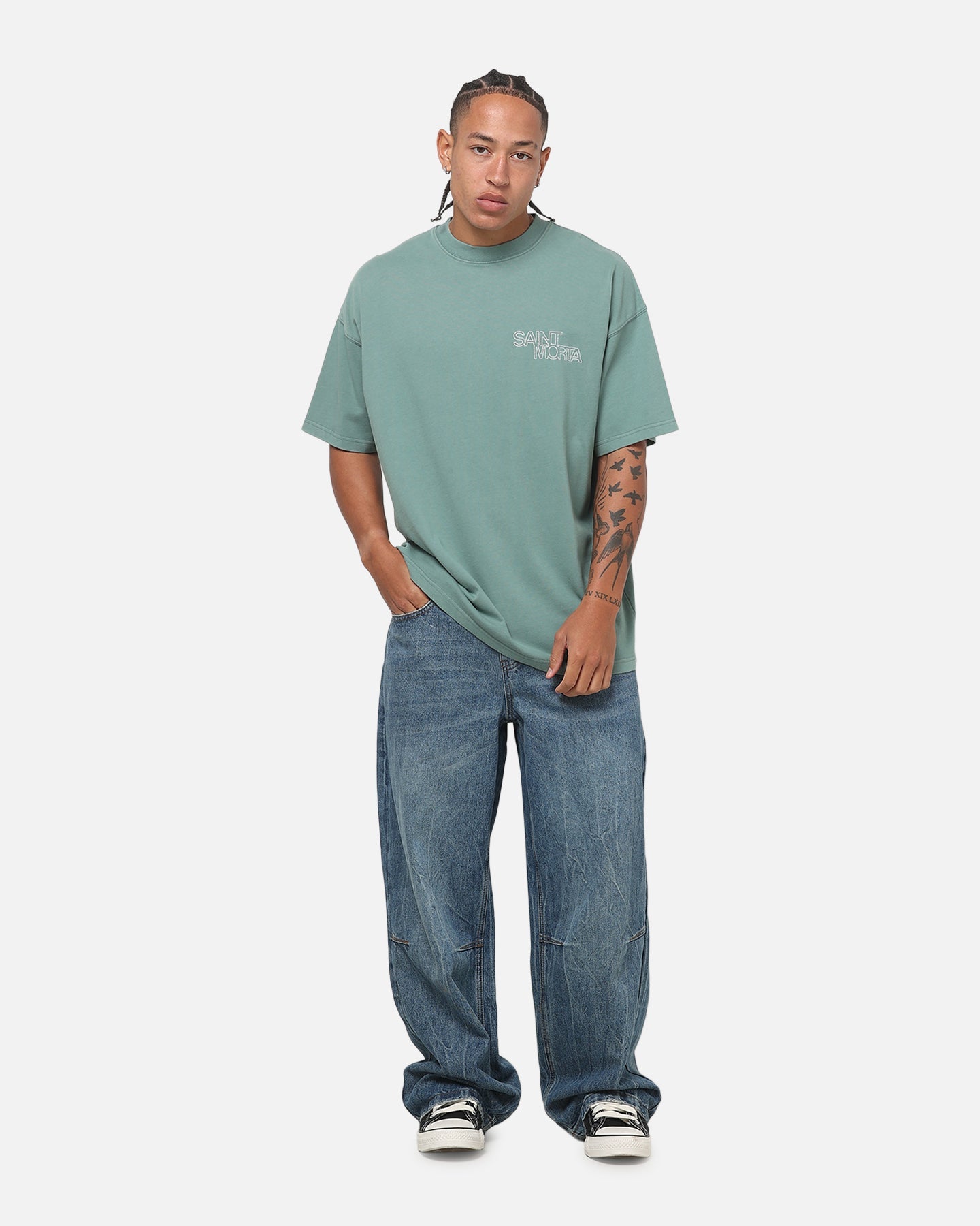 Saint Morta Heritage V2 Boxy T-Shirt Washed Green