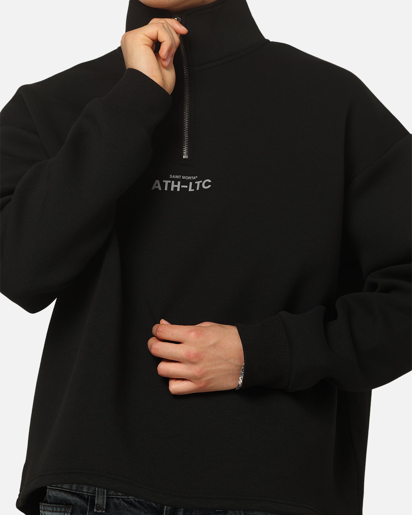 Saint Morta Athltc Quarter Zip Crewneck Black