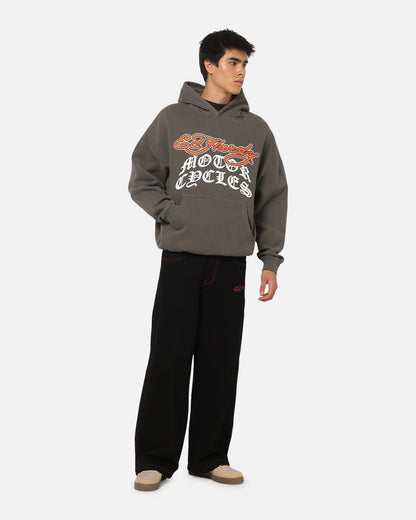 Ed Hardy Happy Motors Hoodie Washed Charcoal