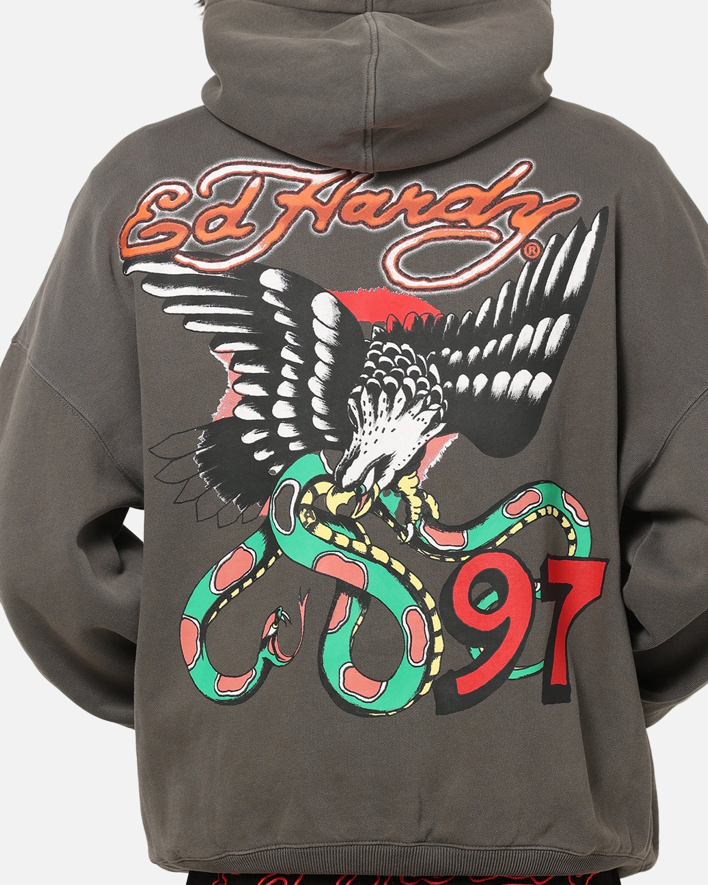 Ed Hardy Happy Motors Hoodie Washed Charcoal
