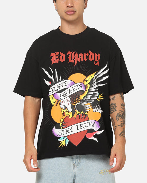 Ed Hardy Brave Hearts T-Shirt Black