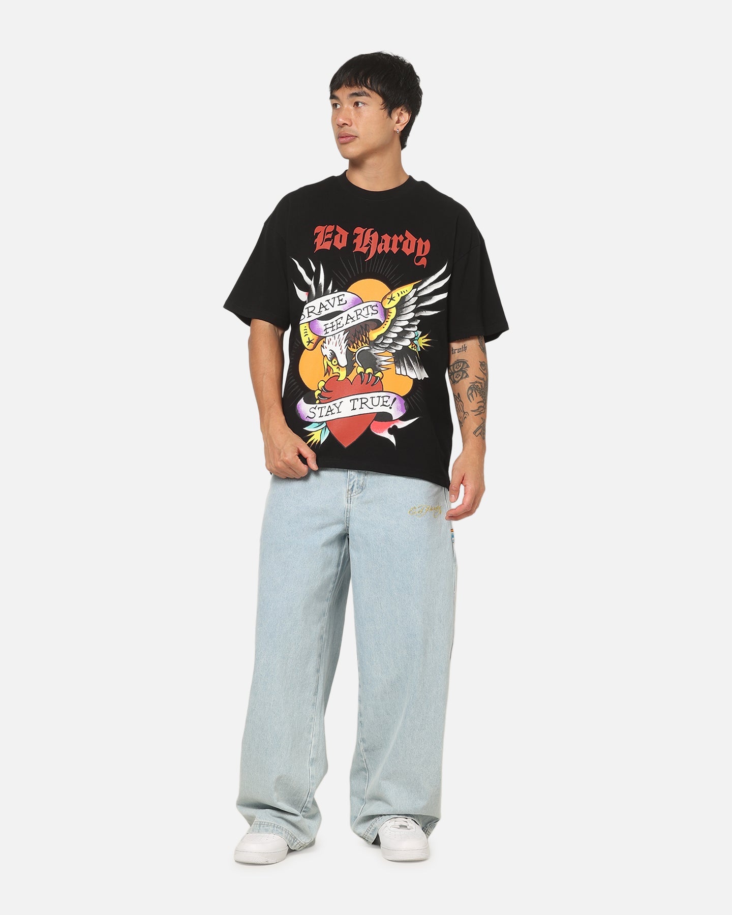 Ed Hardy Brave Hearts T-Shirt Black