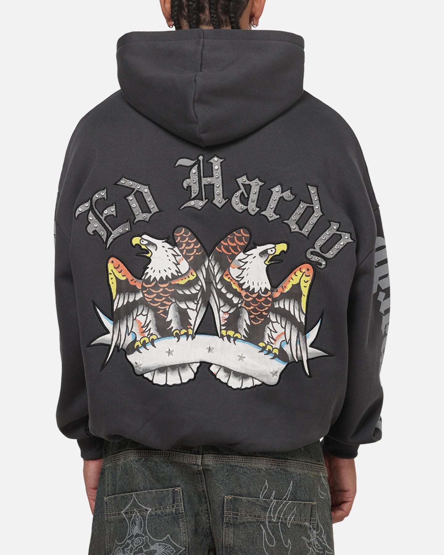 Ed Hardy Chrome Hoodie Washed Black