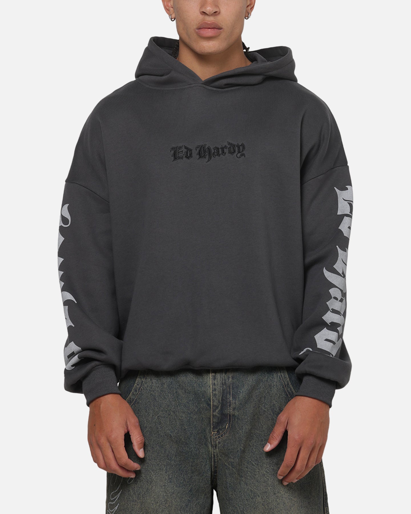 Ed Hardy Chrome Hoodie Washed Black