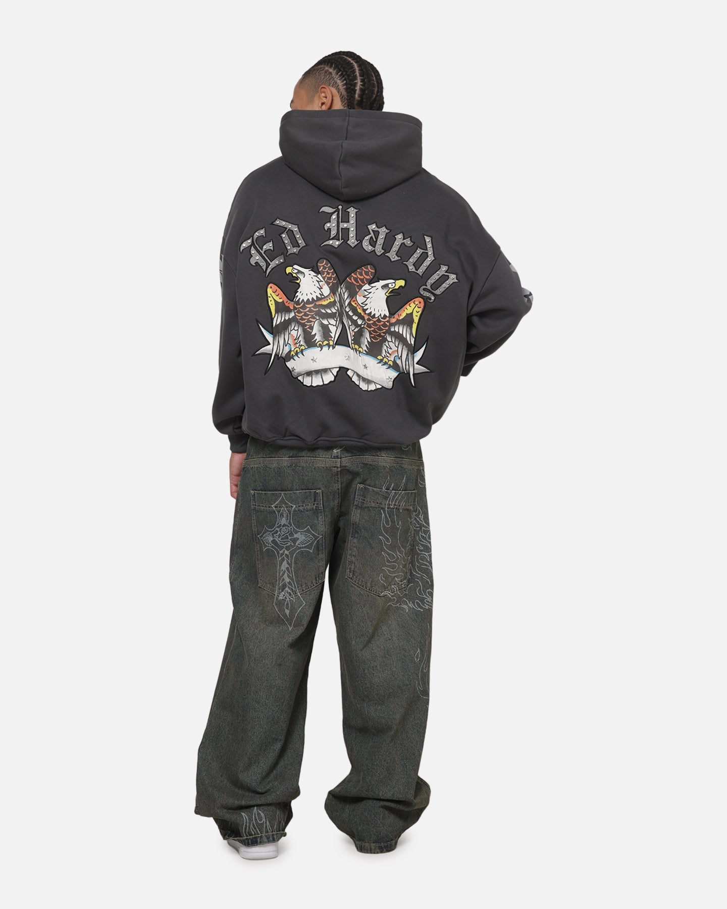 Ed Hardy Chrome Hoodie Washed Black