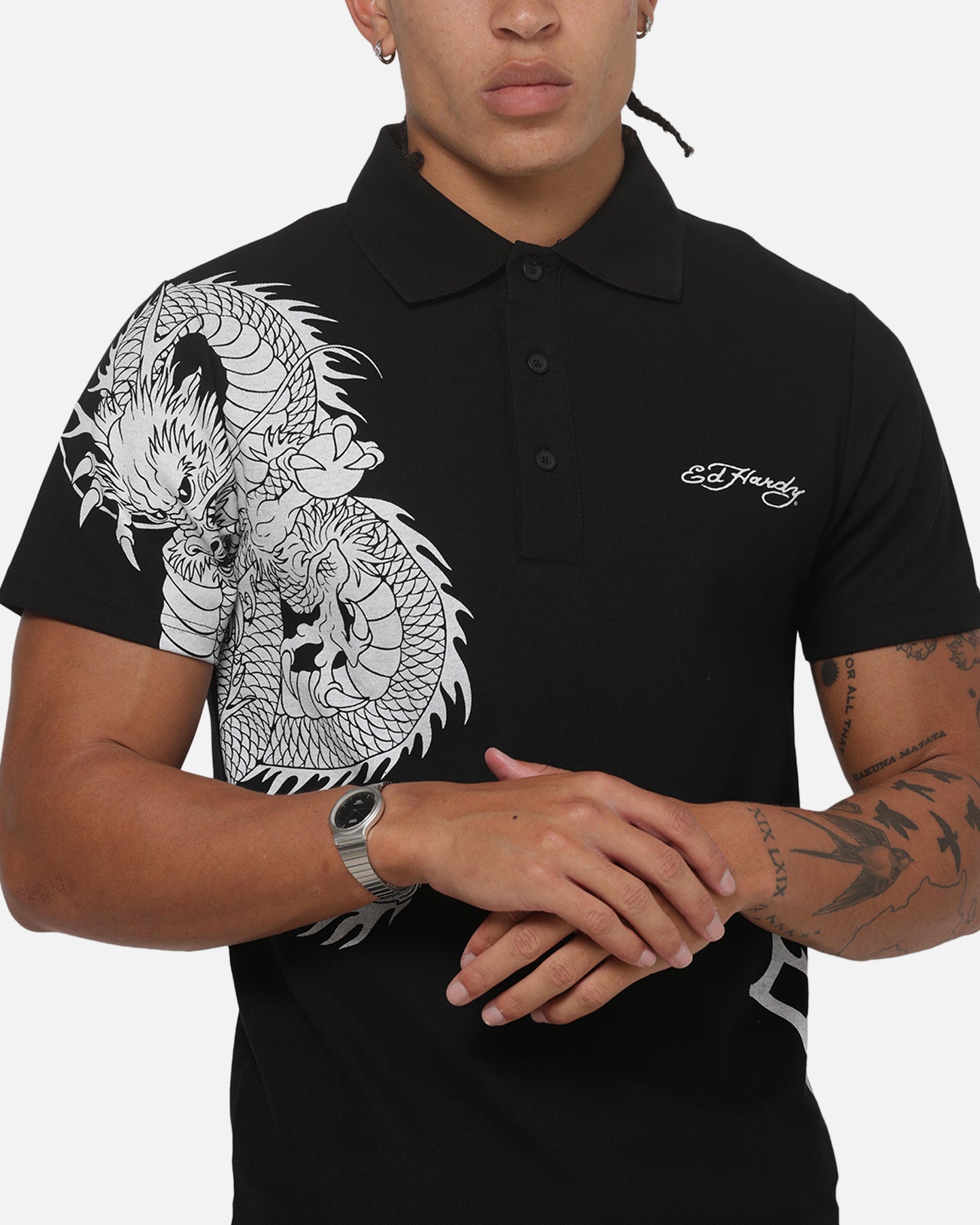 Ed Hardy Euro Polo Shirt Black