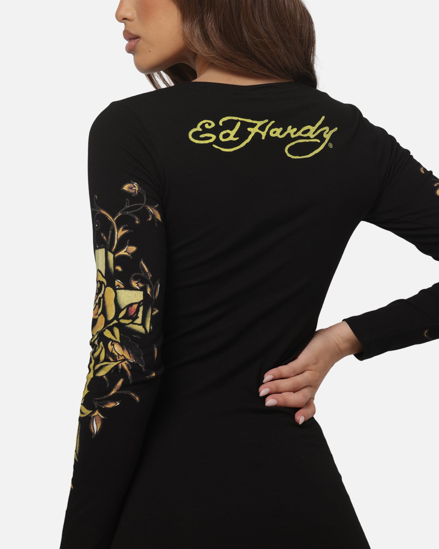 Ed Hardy Women's Divine Long Sleeve Dress Black