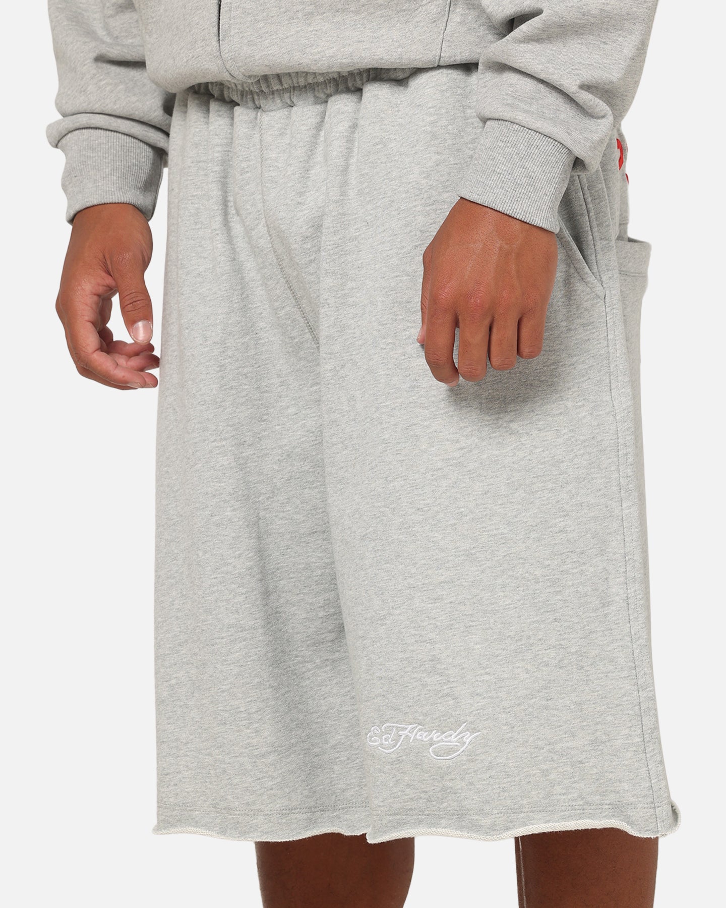 Ed Hardy Baggy Fleece Shorts Grey Marle