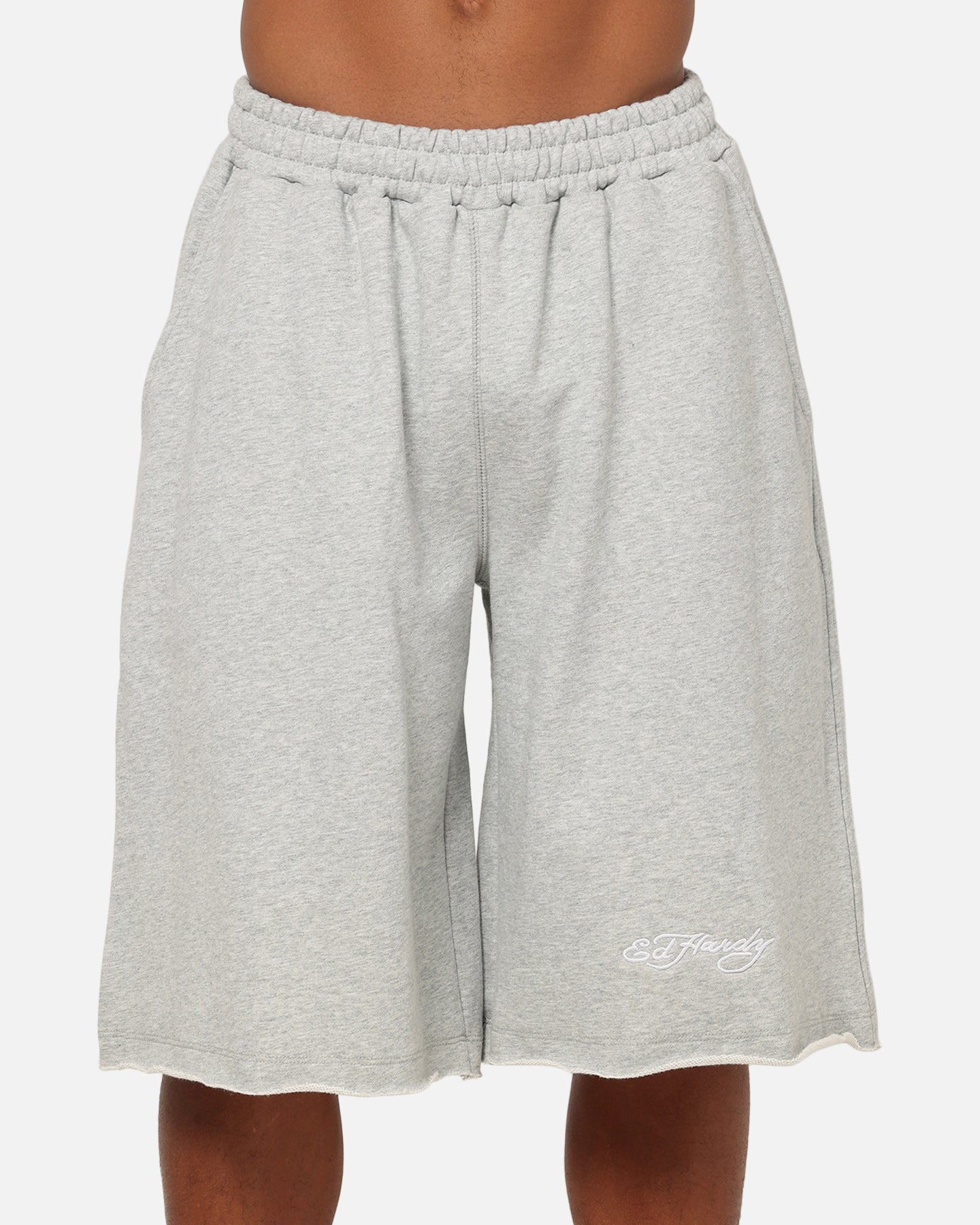 Ed Hardy Baggy Fleece Shorts Grey Marle