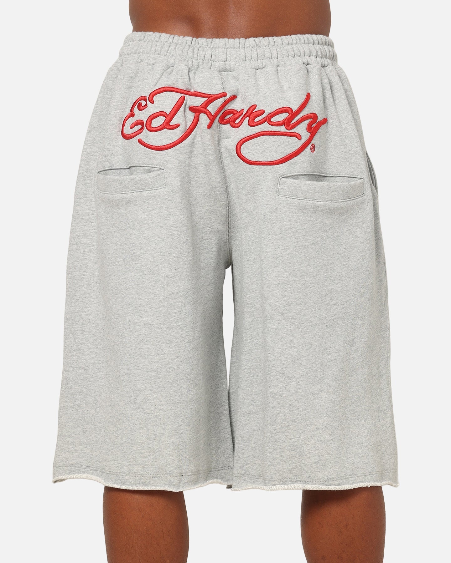 Ed Hardy Baggy Fleece Shorts Grey Marle