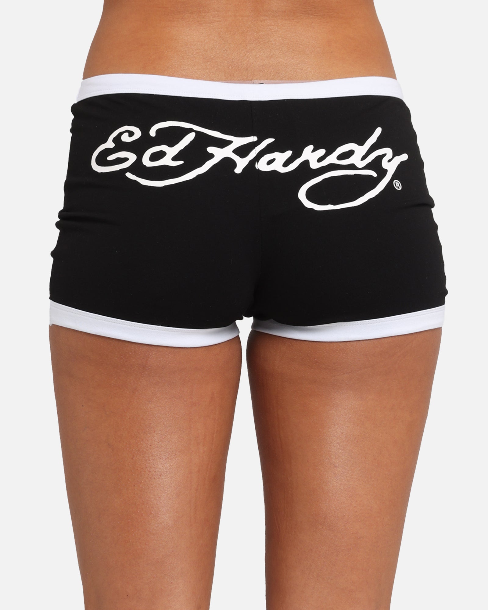 Ed Hardy Women's Logo Mini Shorts Black/White
