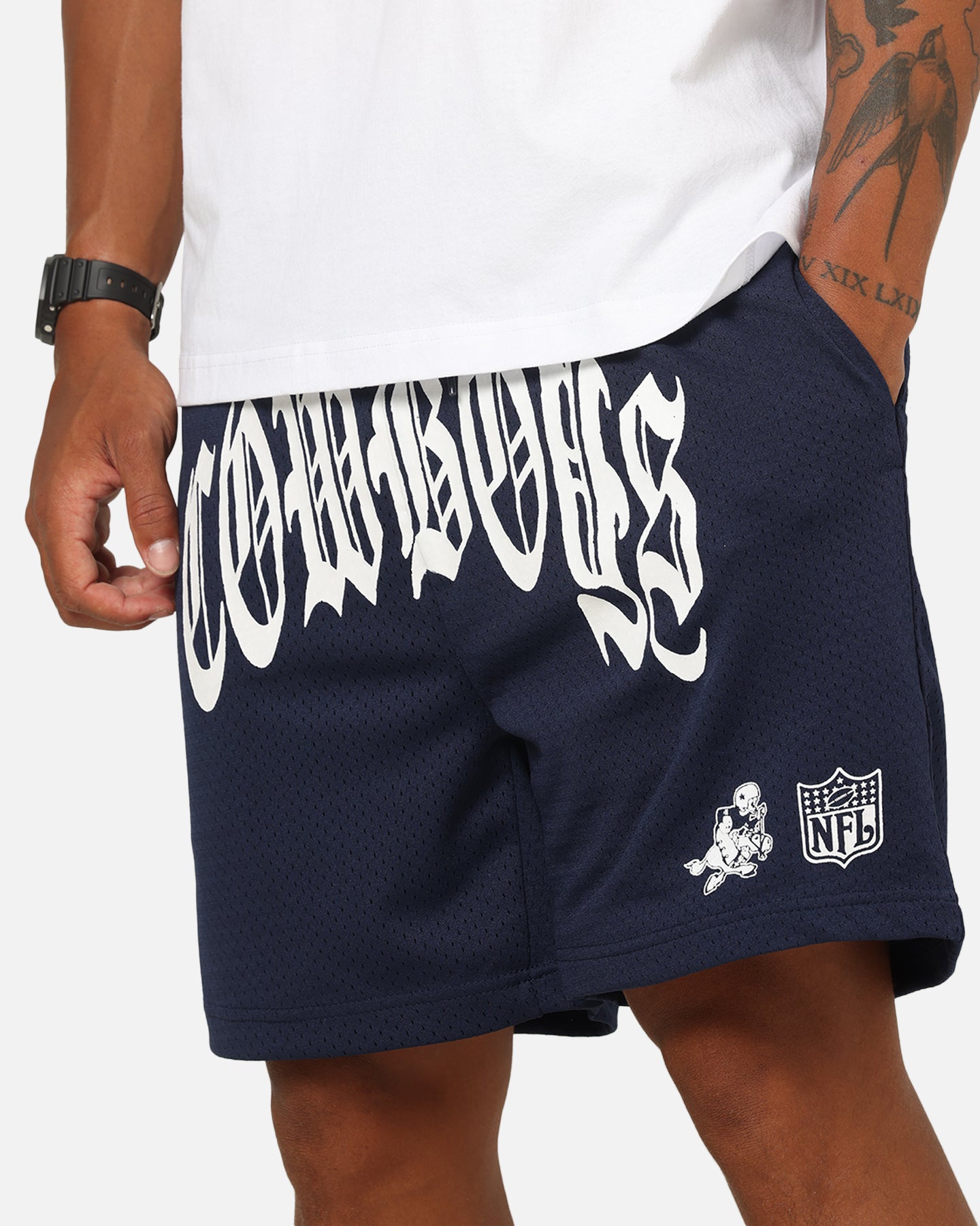 Mitchell & Ness Dallas Cowboys Arch Script Shorts Navy