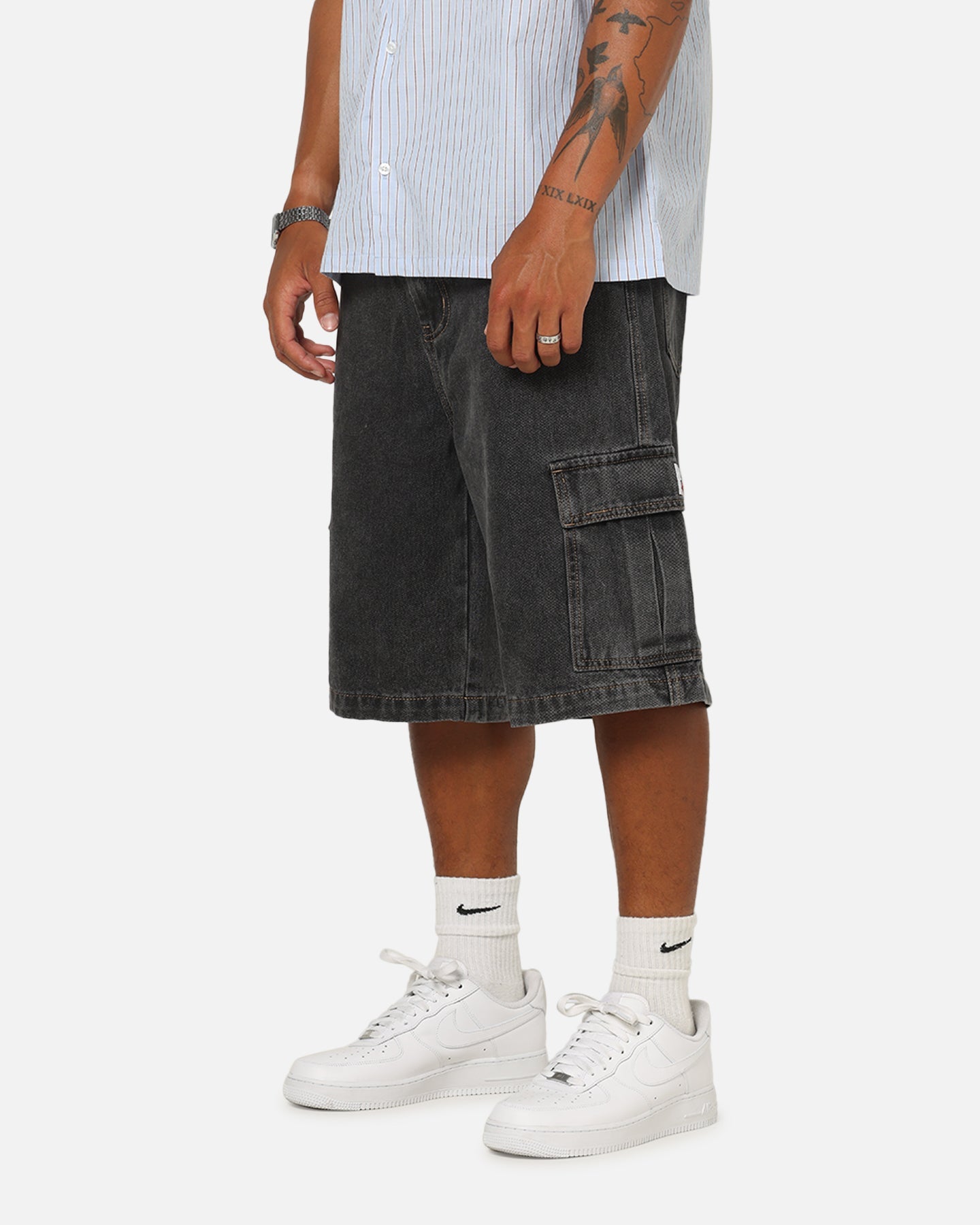X-Large Baggy Cargo Denim 91 Shorts Washed Black