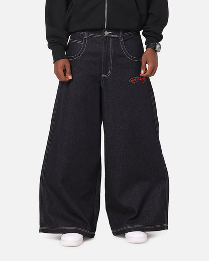 Ed Hardy Ultra Wide Leg Denim Jeans Indigo