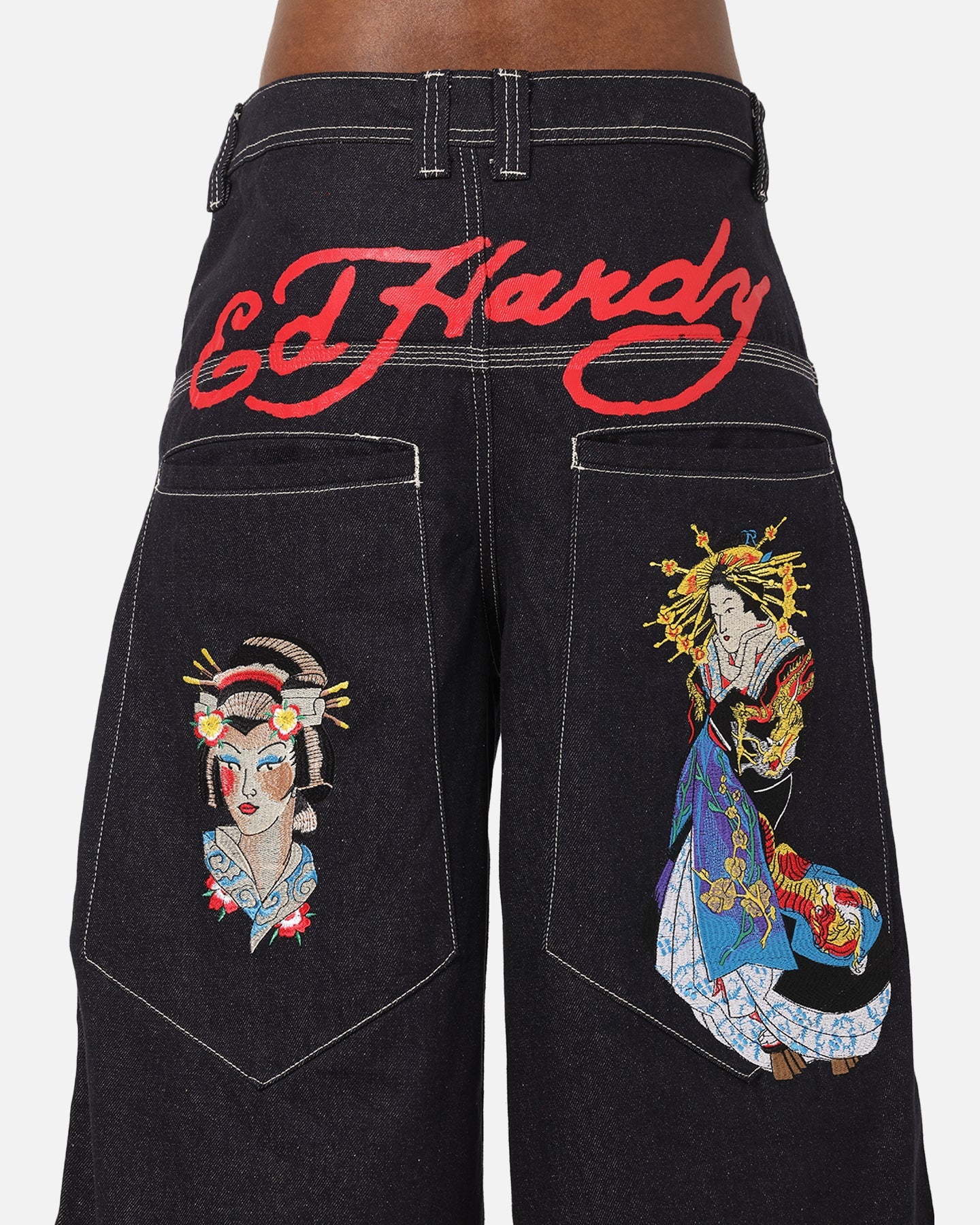 Ed Hardy Ultra Wide Leg Denim Jeans Indigo