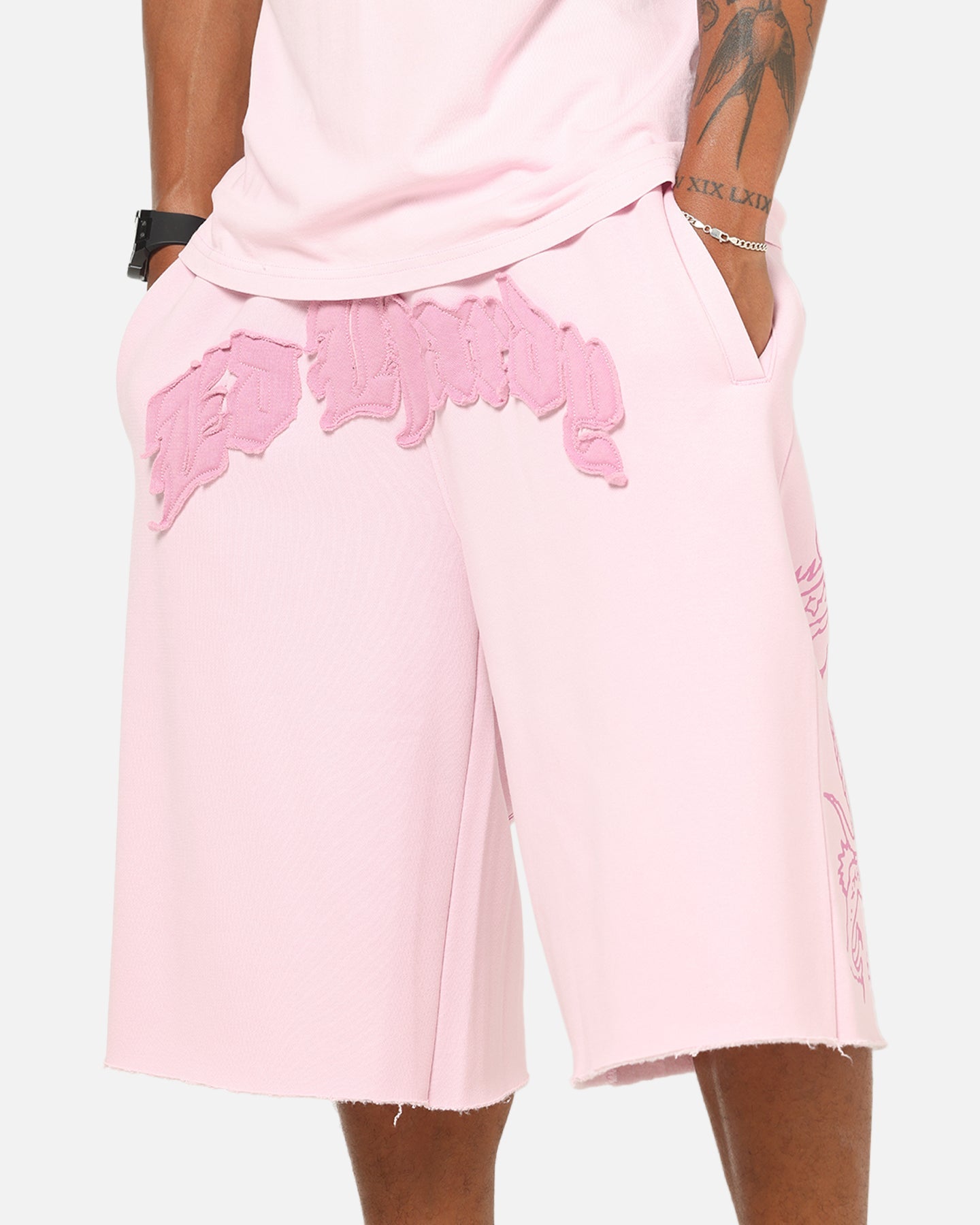 Ed Hardy Double Dragon Applique Shorts Pink