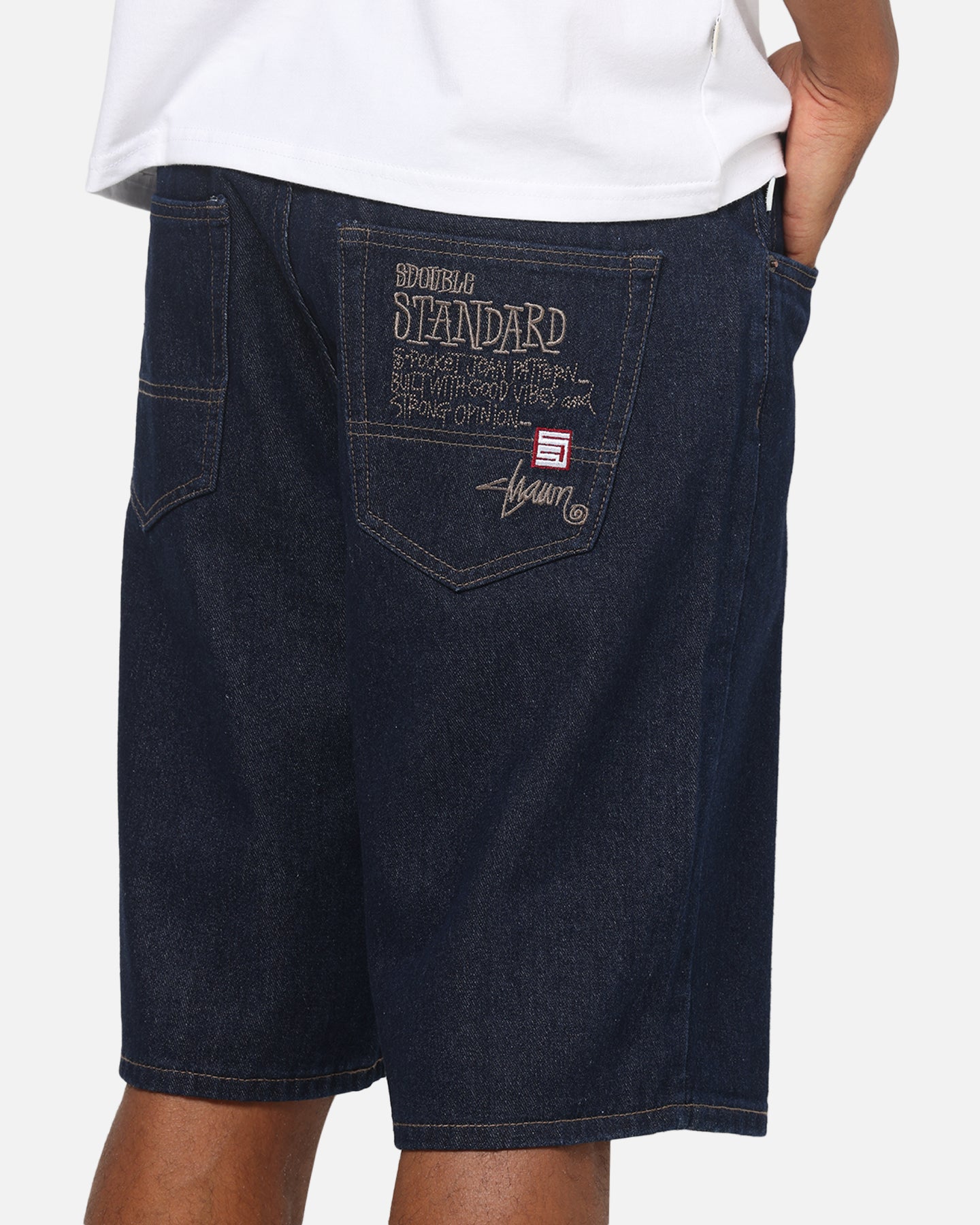S Double EMB 5 Pocket Shorts One Rinse