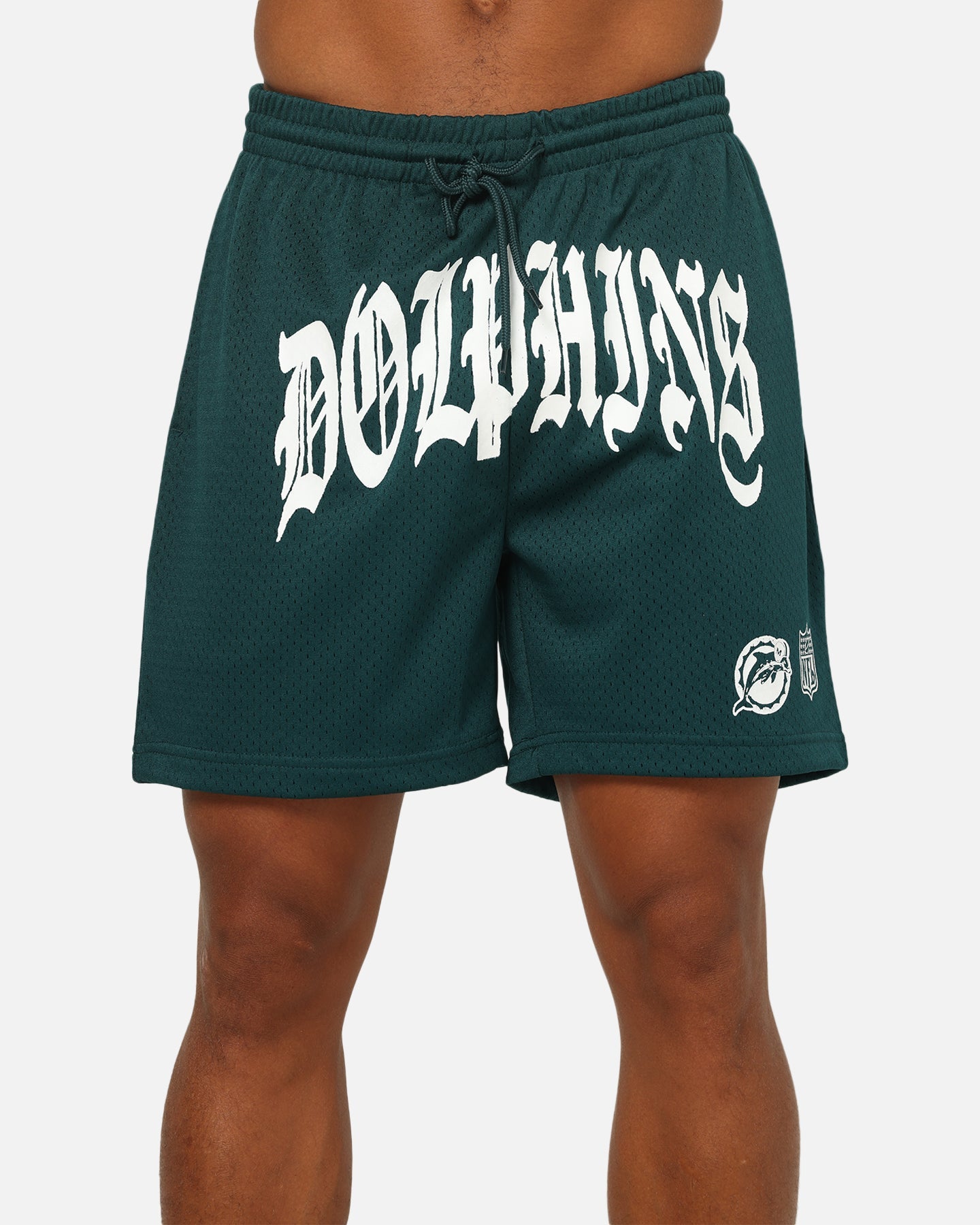 Mitchell & Ness Miami Dolphins Stars & Text Mesh Shorts Deep Sea Teal