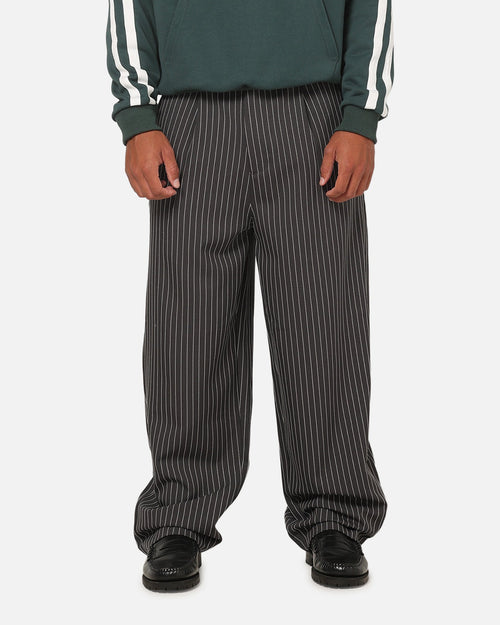Carre Heritage Pleated Pants Black Pinstripe