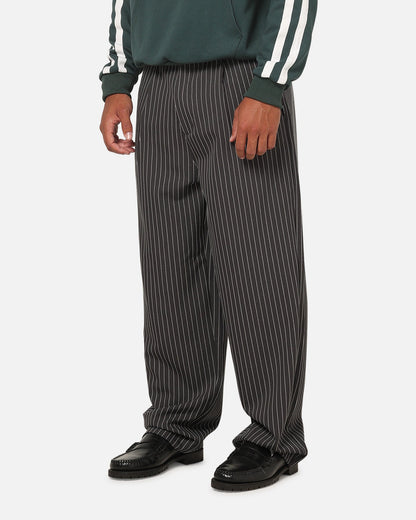 Carre Heritage Pleated Pants Black Pinstripe