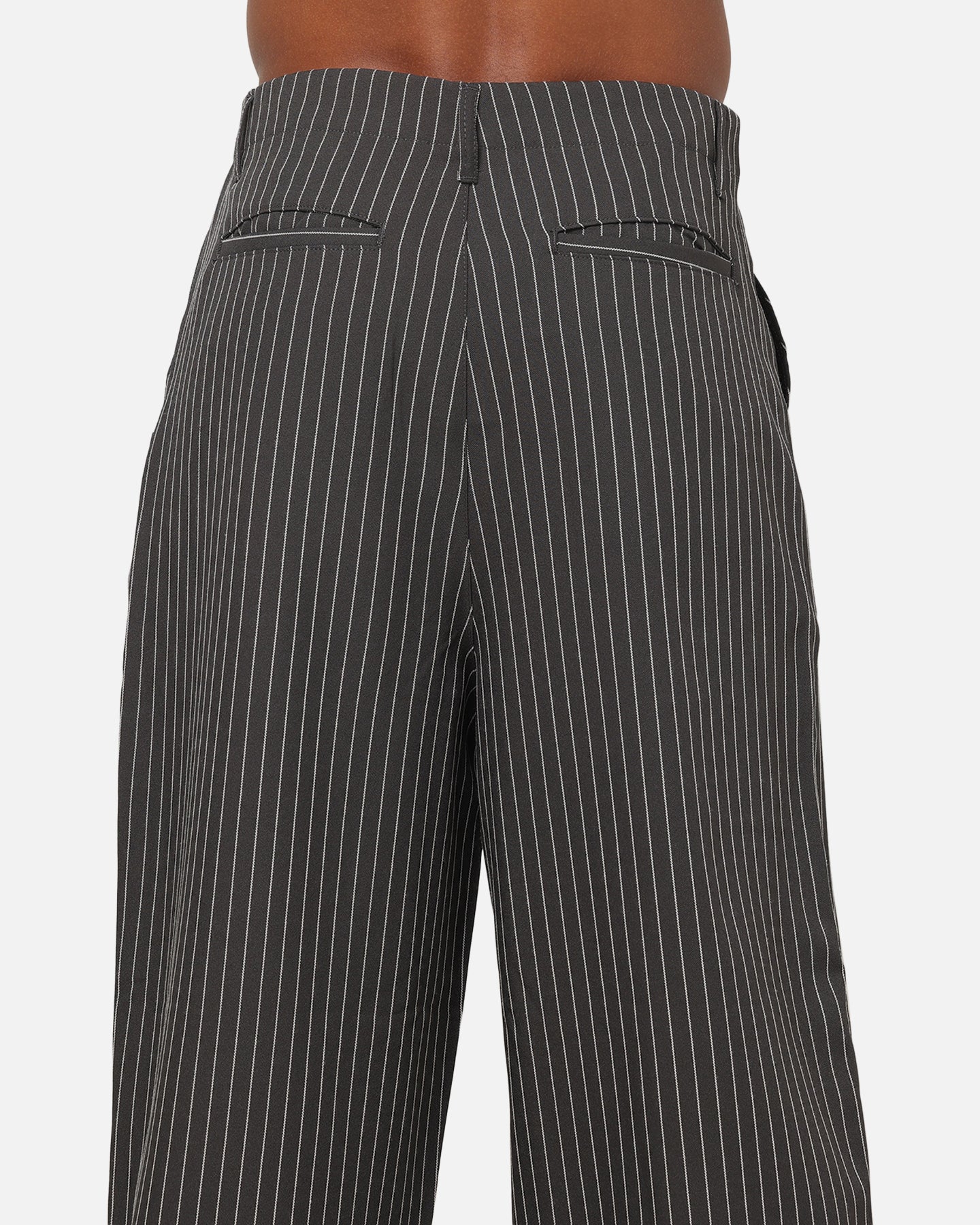Carre Heritage Pleated Pants Black Pinstripe