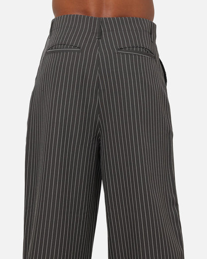 Carre Heritage Pleated Pants Black Pinstripe
