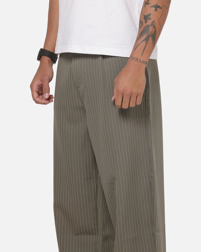 Carre Heritage Pleated Pants Sage Pinstripe