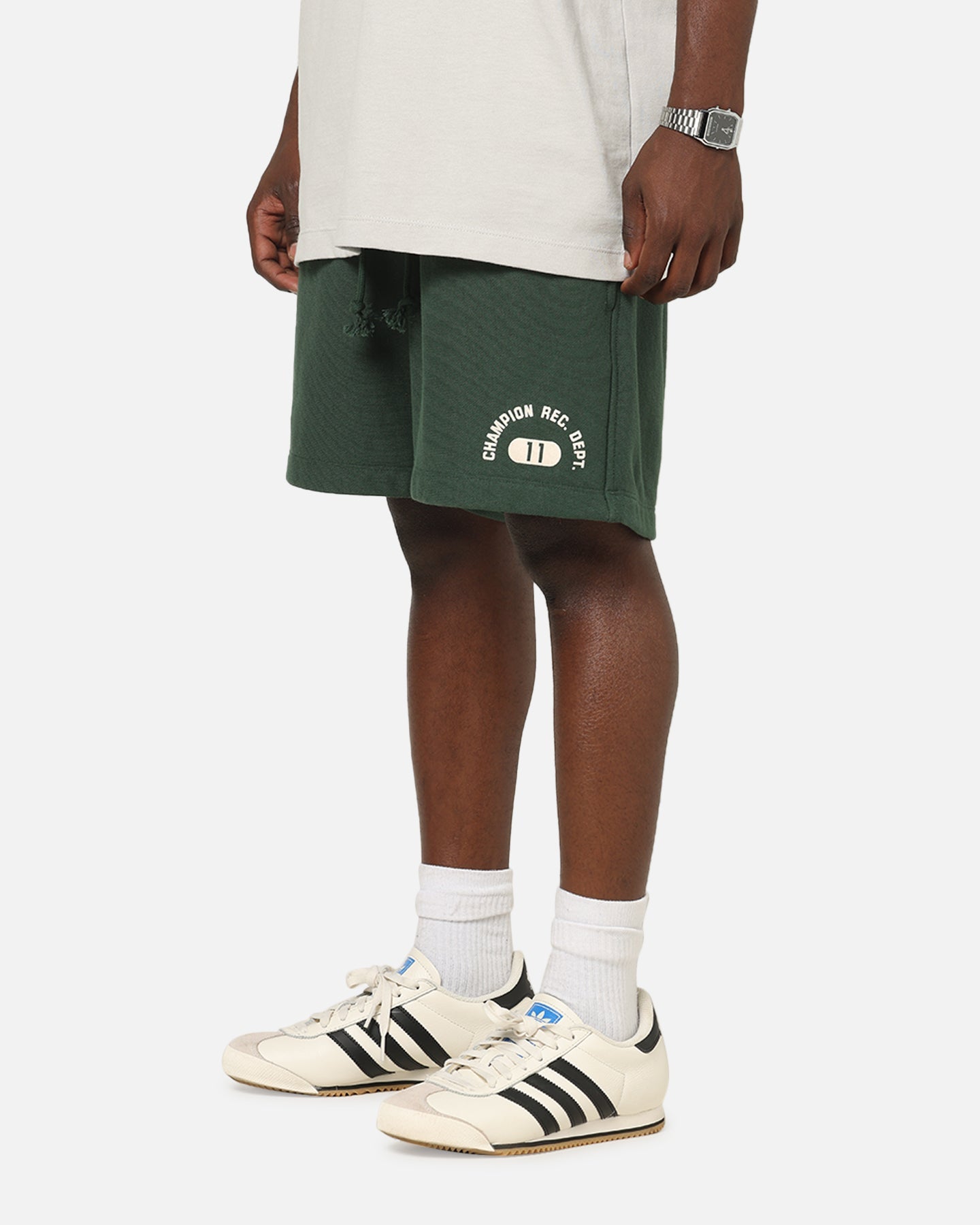 Champion Reverse Weave Terry Flock 5" Shorts Dark Green