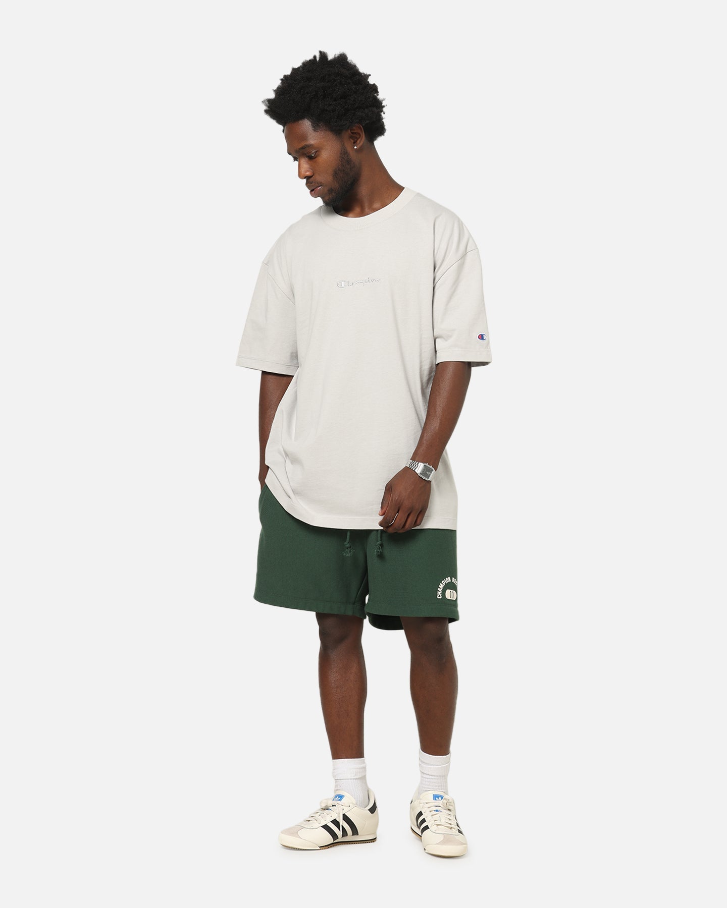 Champion Reverse Weave Terry Flock 5" Shorts Dark Green