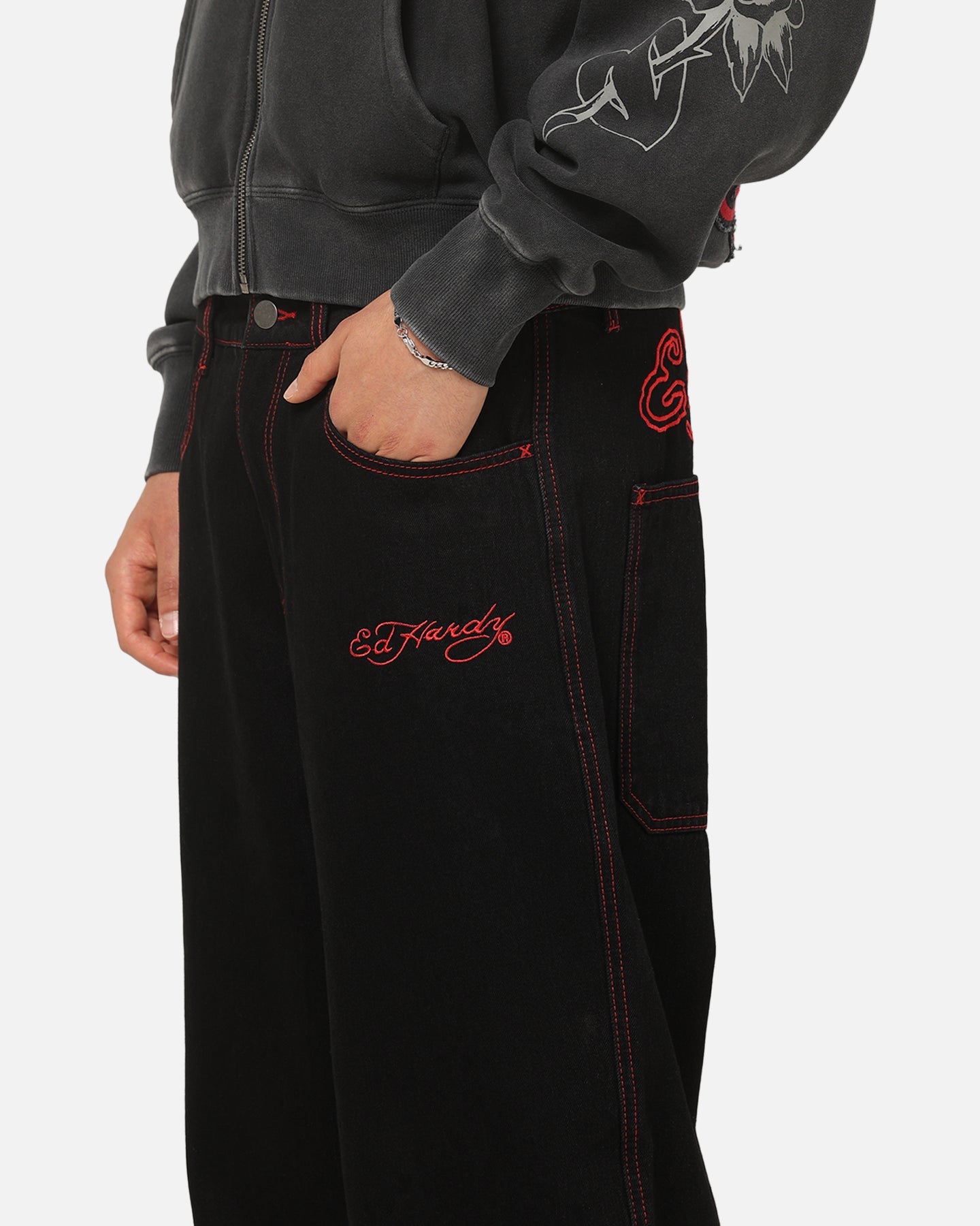 Ed Hardy Skull Rhinestone Jeans Black
