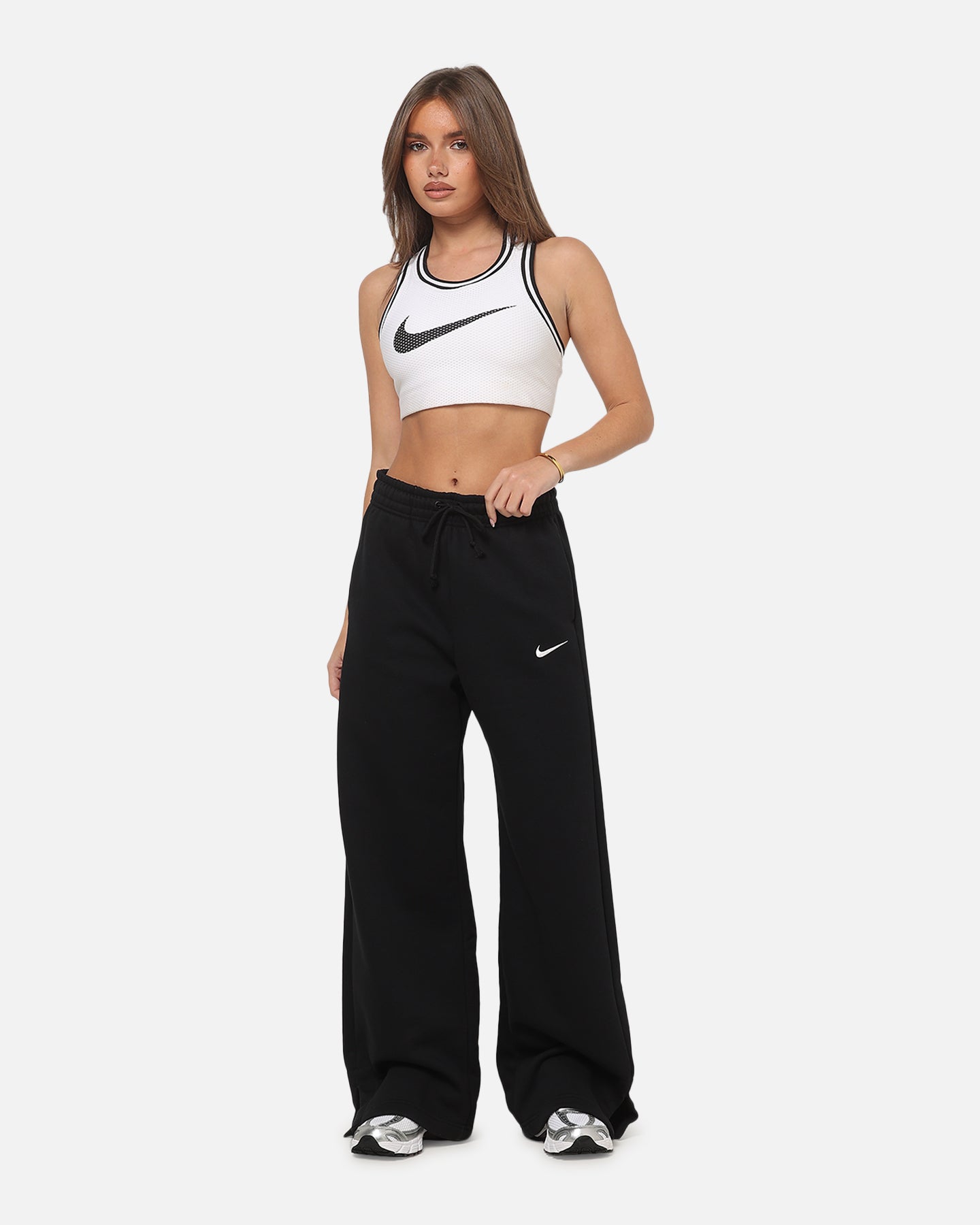 Nike Women's Sportswear Phoenix Fleece High Waisted Wide Leg Sweat Pants Black/Sail
