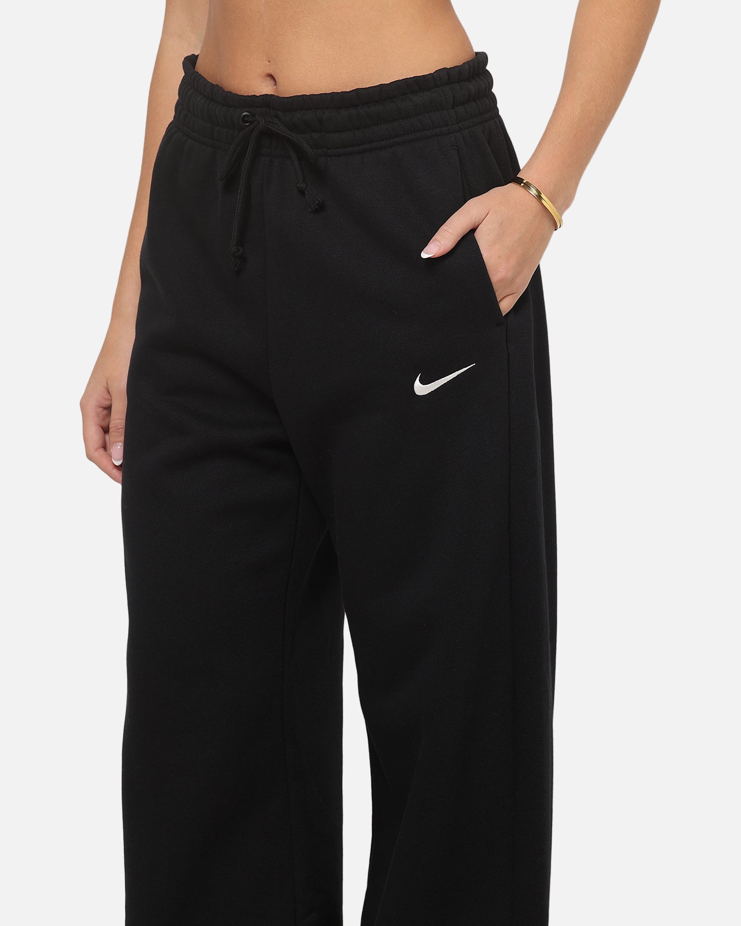 Nike Women's Sportswear Phoenix Fleece High Waisted Wide Leg Sweat Pants Black/Sail