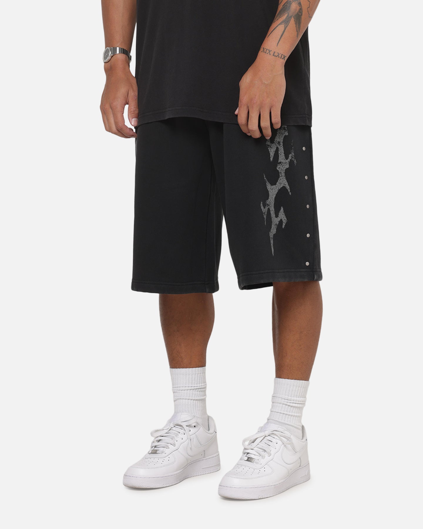 Saint Morta La Familia Baggy Sweat Shorts Washed Black