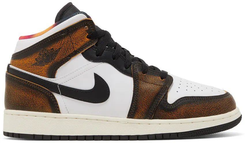 Jordan 1 Mid SE Orange Wear Away (GS)