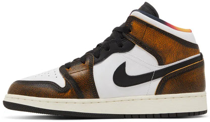 Jordan 1 Mid SE Orange Wear Away (GS)