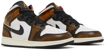 Jordan 1 Mid SE Orange Wear Away (GS)