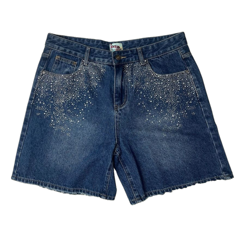 DRY ROT "Stardust" Rhinestone Denim Shorts (Blue)