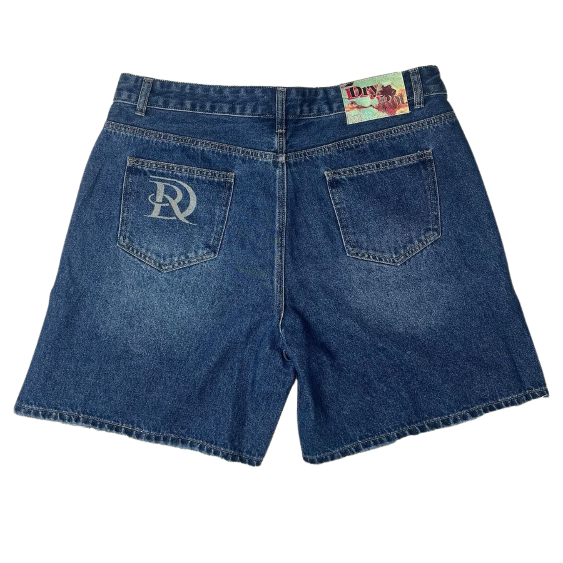 DRY ROT "Stardust" Rhinestone Denim Shorts (Blue)