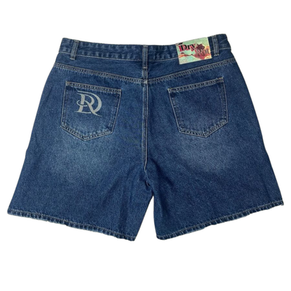 DRY ROT "Stardust" Rhinestone Denim Shorts (Blue)