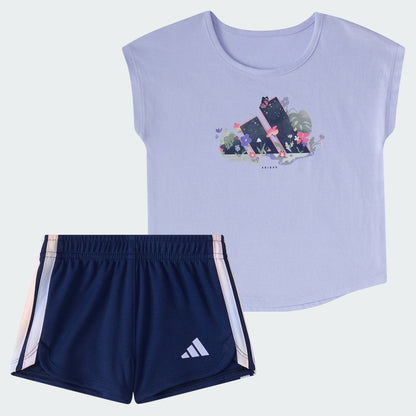 Kids' adidas Two-Piece Short Sleeve Graphic Tee and Mesh Shorts Set