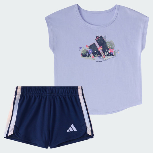 Kids' adidas Two-Piece Short Sleeve Graphic Tee and Mesh Shorts Set