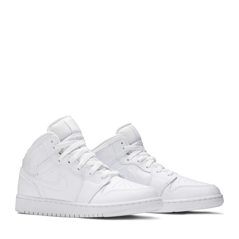 NIKE AIR JORDAN1 MID GS TRIPLE WHITE (NEW) (NEW)