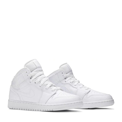 NIKE AIR JORDAN1 MID GS TRIPLE WHITE (NEW) (NEW)
