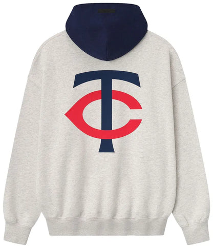 Fear of God Essentials Twins Sport Hoodie Oatmeal Heather/Midnight Navy