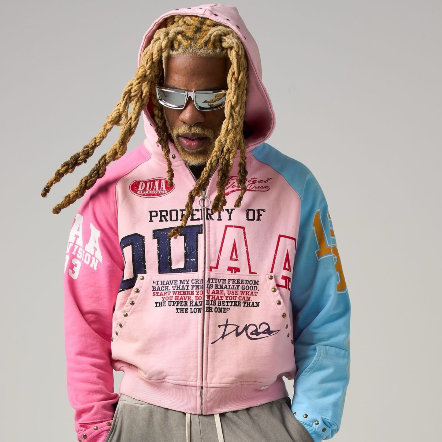 DUAA "Ocean" Zip Up Hoodie (Pink/Blue)