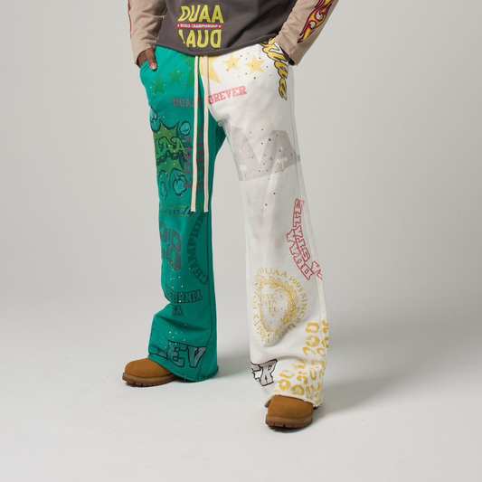 DUAA "Star Split" Sweatpants (White/Green)